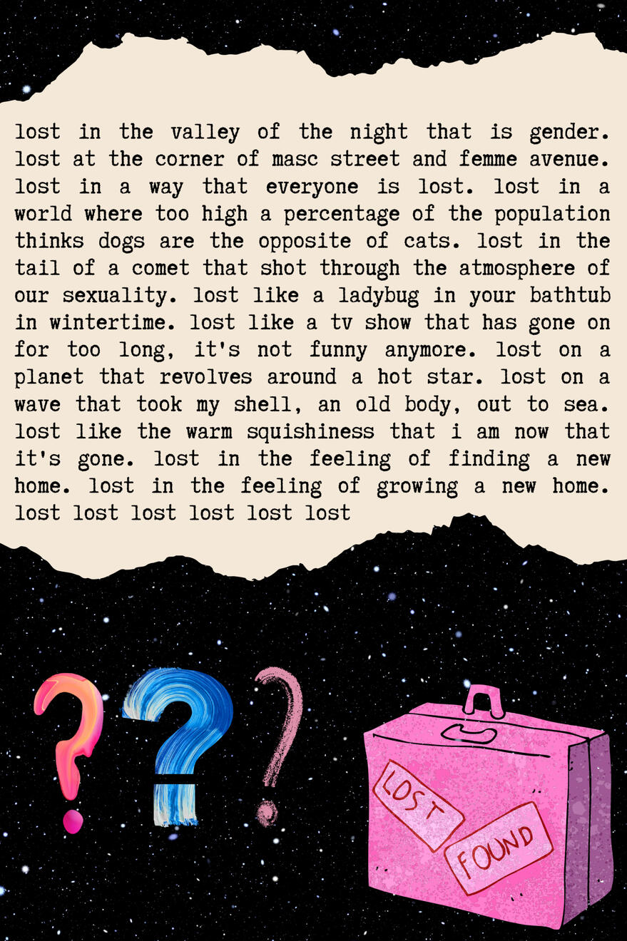 “not masc not femme but water earth & stars” by Kai Minosh Pyle “not masc not femme but water earth & stars” by Kai Minosh Pyle