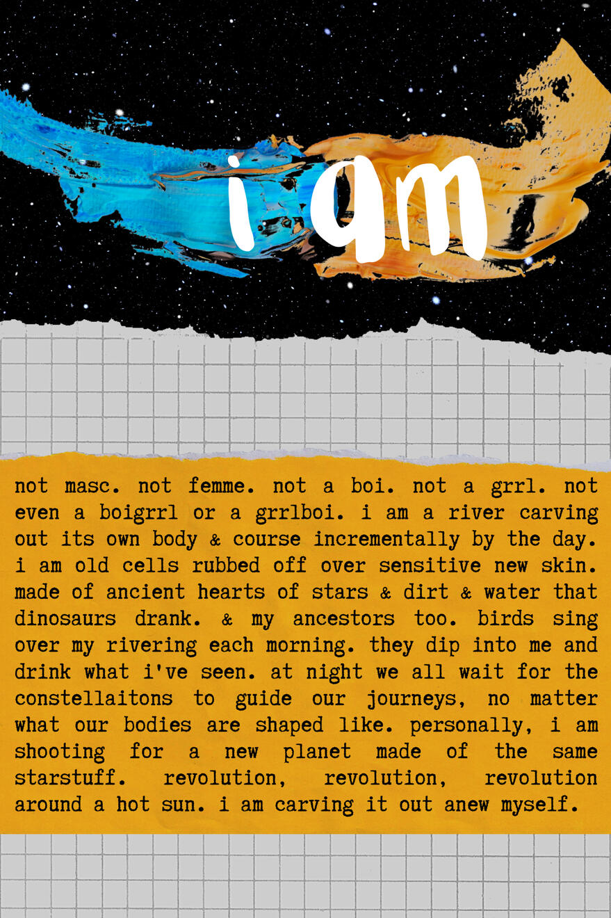 “not masc not femme but water earth & stars” by Kai Minosh Pyle “not masc not femme but water earth & stars” by Kai Minosh Pyle